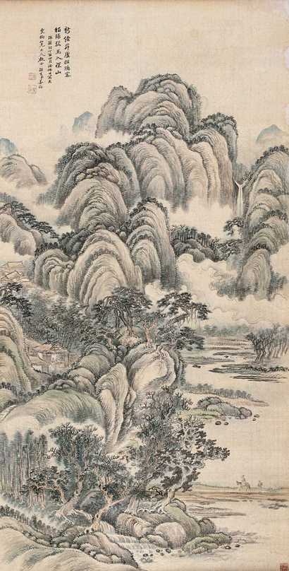 姜筠 丁酉（1897年作） 山水 立轴